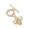 Golden Brass Micro Pave Cubic Zirconia Toggle Clasps KK-B100-039G-01-2