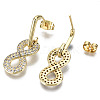 Brass Micro Pave Clear Cubic Zirconia Dangle Stud Earrings EJEW-S208-117-NF-2