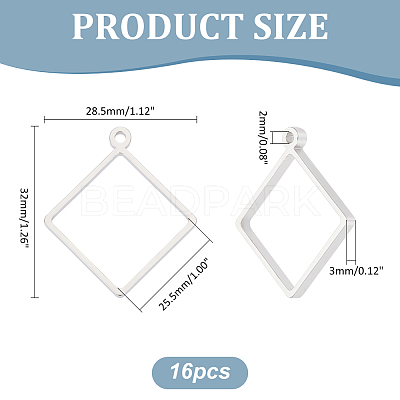 16Pcs 304 Stainless Steel Open Back Bezel Pendants FIND-UN0002-90B-1