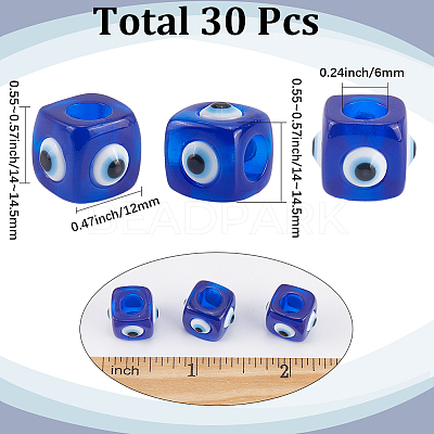 30Pcs Resin Evil Eye European Beads RESI-SC0006-12-1