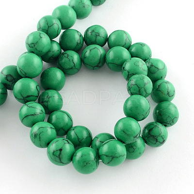 Synthetical Turquoise Gemstone Round Bead Strands TURQ-R035-6mm-02-1