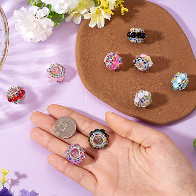 9Pcs 9 Colors Sparkling Acrylic Rhinestone Round Beads OACR-TA0003-92A-1