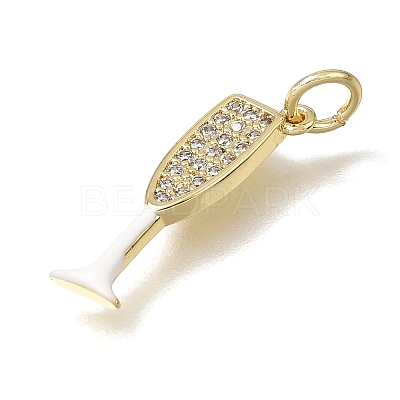 Brass Micro Pave Clear Cubic Zirconia Pendants CU-CBAEEA8-15B-G-1