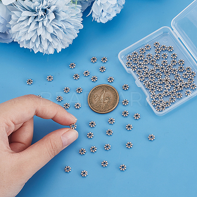 100Pcs Tibetan Style Alloy Beads Flower Spacer Beads TIBEB-LP0001-03-1