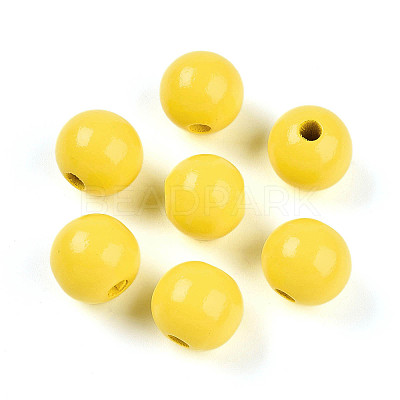 Painted Natural Wood Beads WOOD-A018-16mm-18-1
