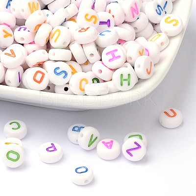 Initial Acrylic Horizontal Hole Beads X-OACR-E001-20-1