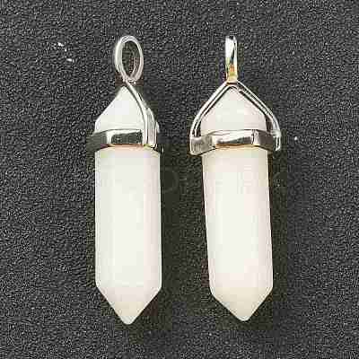 Natural White Jade Pointed Pendants G-M378-01P-A12-1
