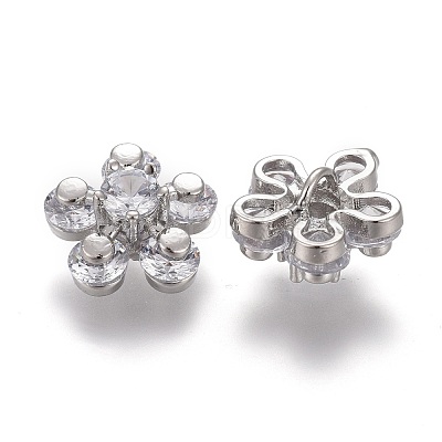 Brass Micro Pave Clear Cubic Zirconia Shank Buttons KK-H738-15P-1