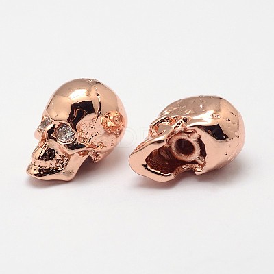 Skull Brass Micro Pave Cubic Zirconia Beads ZIRC-F018-03M-1