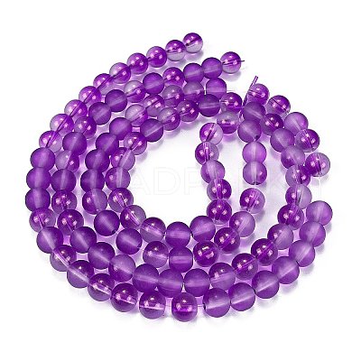 Frosted Transparent Glass Bead Strands X1-GLAA-P065-8mm-15-1
