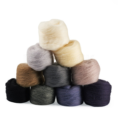 50G 10 Styles Needle Felting Wool Roving DIY-TA0012-77-1