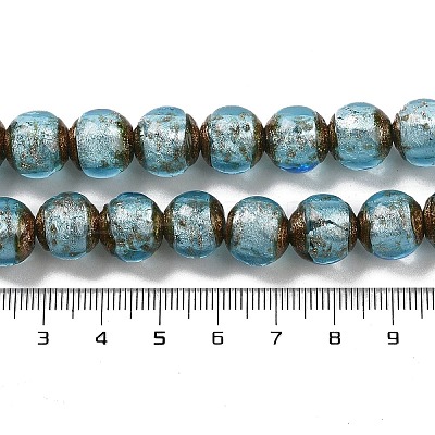 Handmade Gold Sand Lampwork Beads Strands LAMP-P062-01E-1