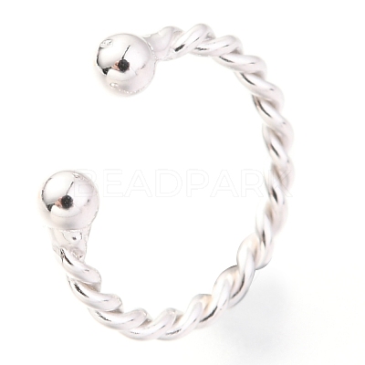 Rhodium Plated 925 Sterling Silver Cuff Earrings EJEW-H124-10P-1