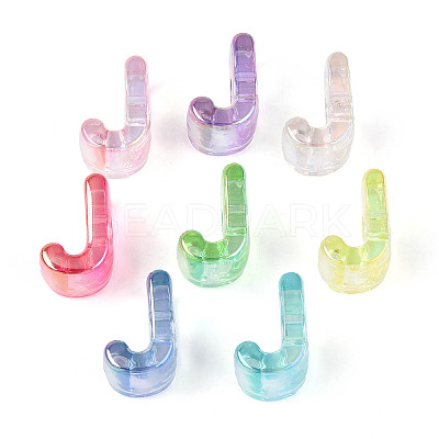 UV Plating Transparent Acrylic European Beads OACR-M027-02J-1