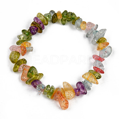 Unisex Synthetic Crackle Quartz Chips Beads Stretch Bracelets BJEW-S143-18-1-1