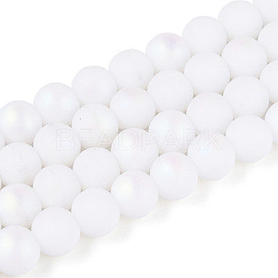 Frosted Opaque Glass Beads Strands GLAA-T032-P8mm-MBB02-1