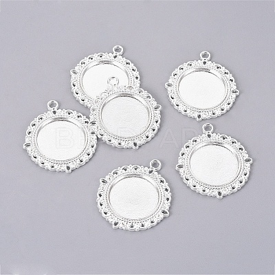 Tibetan Style Alloy Pendant Cabochon Settings TIBE-T003-08S-RS-1