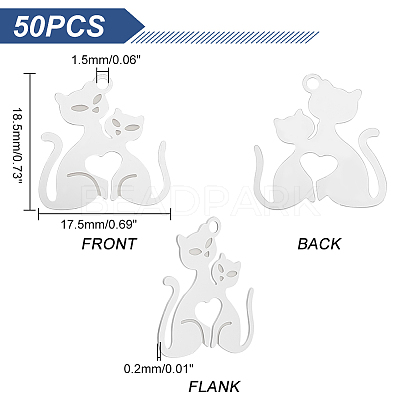 50Pcs 304 Stainless Steel Filigree Pendants STAS-UN0042-11-1