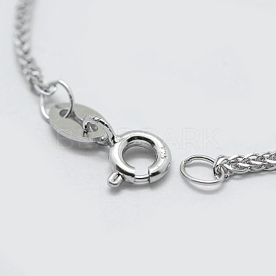 Anti-Tarnish Rhodium Plated 925 Sterling Silver Chain Necklaces STER-F039-45cm-16P-1