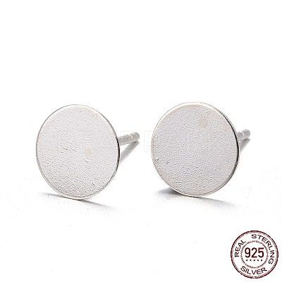 925 Sterling Silver Flat Pad  Stud Earring Findings STER-K167-045F-S-1