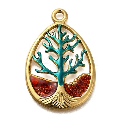 Ion Plating(IP) 304 Stainless Steel Enamel Pendants STAS-I313-03B-1