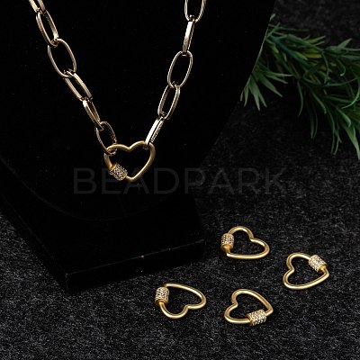 Brass Micro Pave Cubic Zirconia Screw Carabiner Lock Charms ZIRC-G160-23G-1