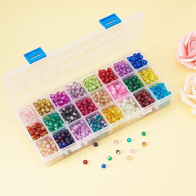 Spray Painted Crackle Glass Beads CCG-PH0002-01-6mm-1