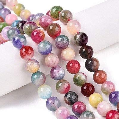 Dyed Natural White Jade Beads Strands G-T138-10mm-210-16-1