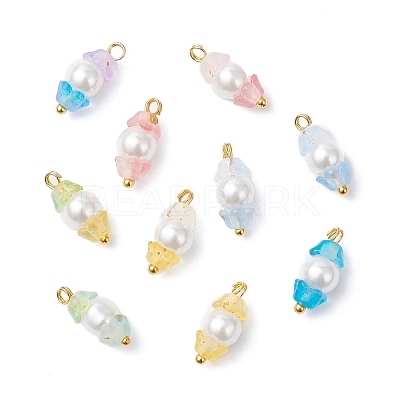 Baking Paint Pearlized Glass Imitation Pearl Pendants PALLOY-JF04300-02-1