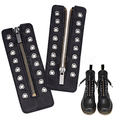 PU Leather Lace-in Boot Zipper Inserts DIY-WH0387-37B-01-1