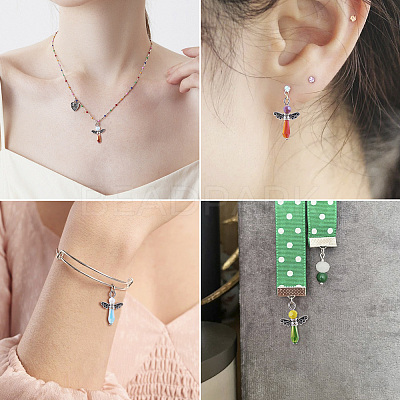 21Pcs Angel Glass Pendants PALLOY-TAC0129-1
