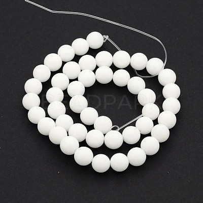 Natural White Jade Round Bead Strands G-J285-01-1