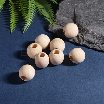 Natural Unfinished Wood Beads WOOD-25-LF-1