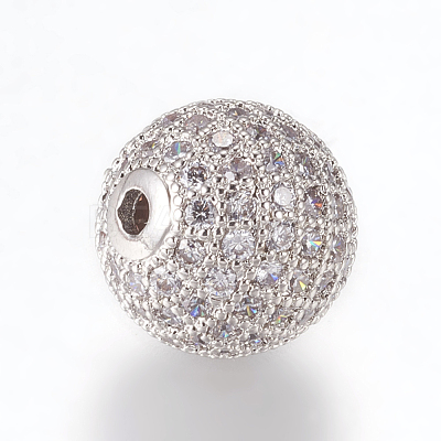 Brass Micro Pave Cubic Zirconia Beads ZIRC-E134-12mm-04P-1