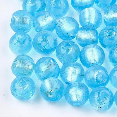 Handmade Silver Foil Glass Beads FOIL-R054-12mm-5-1