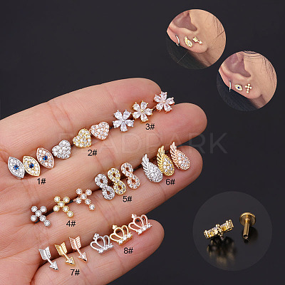 Brass Micro Pave Clear Cubic Zirconia Cartilage Earrings WGF4DCF-04-1
