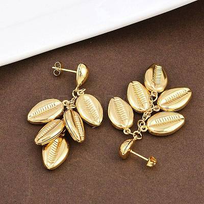 304 Stainless Steel Dangle Stud Earrings EJEW-P325-05E-G-1