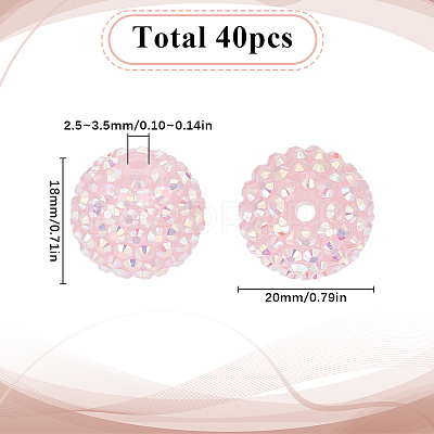 40Pcs Resin Rhinestone Beads RESI-SC0003-14A-1
