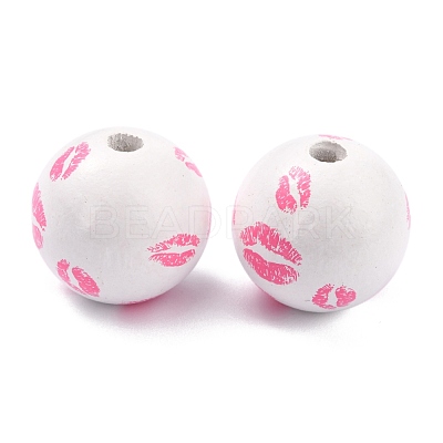 Spray Painted Natural Wood Beads WOOD-P015-F01-1