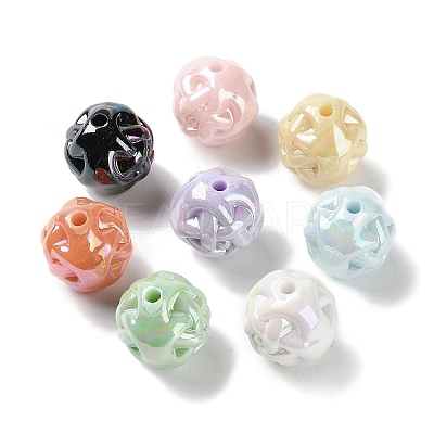 UV Plating Rainbow Iridescent Acrylic Beads SACR-A006-08A-1