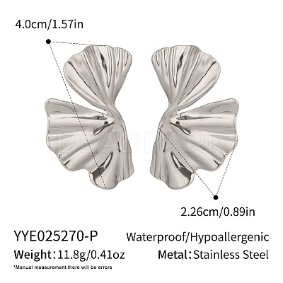 304 Stainless Steel Leaf Stud Earrings ND8551-2-1