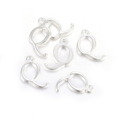Silver Color Plated Alloy Letter Pendants X-PALLOY-J718-01S-Q-1