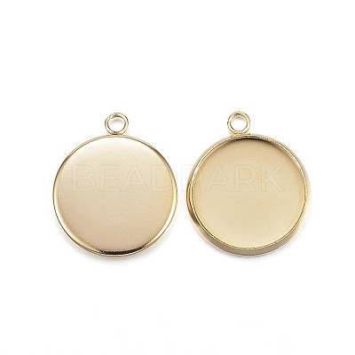 Ion Plating(IP) 304 Stainless Steel Pendant Cabochon Settings LS-STAS-G127-13-14mm-G-1