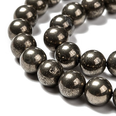 Natural Pyrite Beads Strands G-L031-8mm-01-1