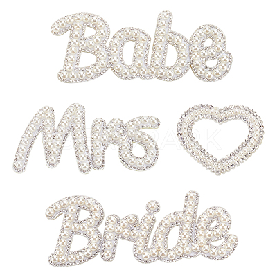 4Pcs 4 Styles Word Non-Woven Fabrics Computerized Embroidery Iron on/Sew on Patches DIY-FG0005-41-1