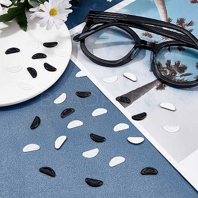 24 Pairs 2 Colors Silicone D-shaped Eyeglass Nose Pads KY-GF0001-20-1