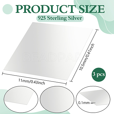 3Pcs 925 Sterling Silver Sheets FIND-BC0019-56A-1