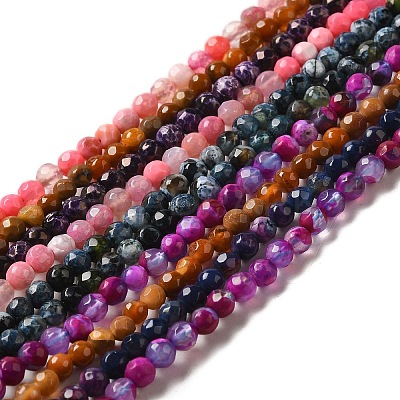 Natural Fire Crackle Agate Beads Strands G-G588-4mm-M-1
