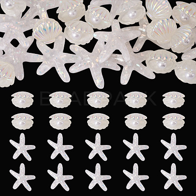 26Pcs 2 Styles UV Plating Ocaen Theme Transparent Resin Cabochons CRES-TA0001-54-1