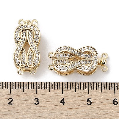 Brass Micro Pave Clear Cubic Zirconia Box Clasps Knot KK-G491-01G-1